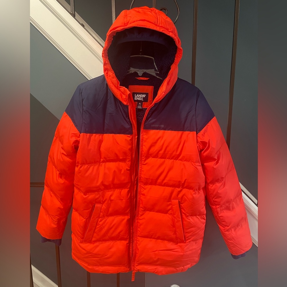 Lands’ End Boys ThermoPlume Fleece Lined Parka Size XL (14 - 16)